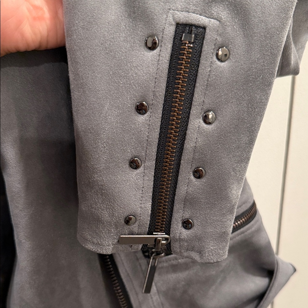 Kut from the Kloth Women's Leather Jacket in Gray - Picture 3 of 4